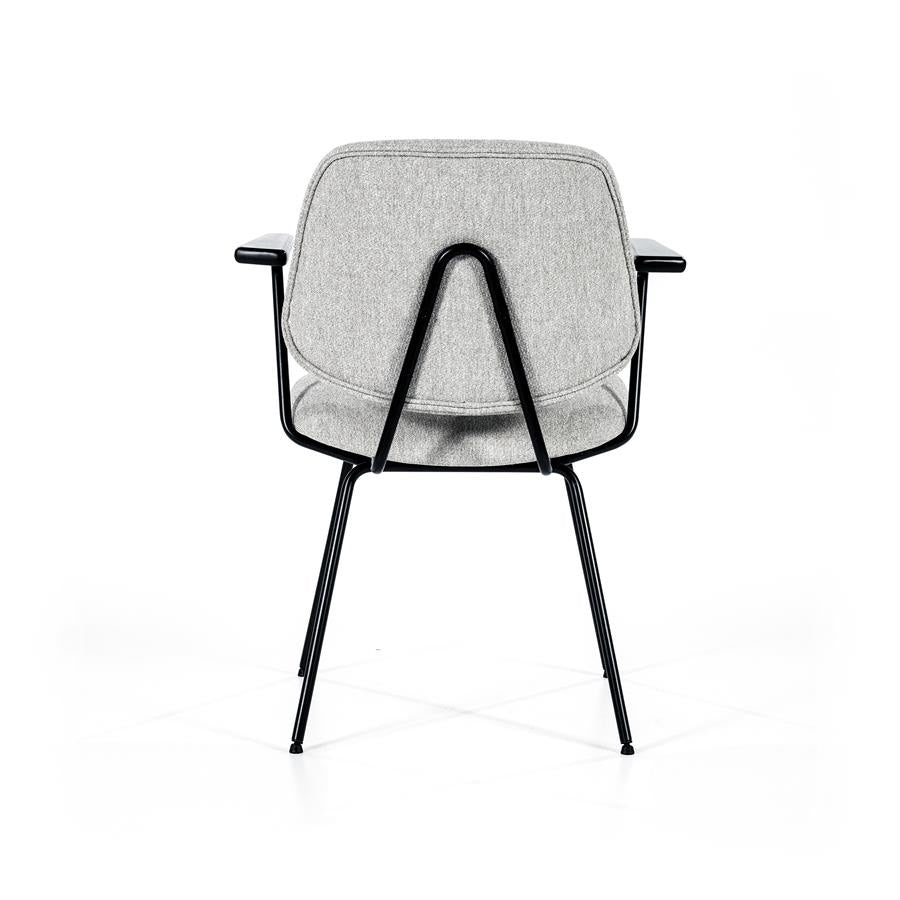 Stoel Lynn met armleuning – stof & metaal grijs fletcher