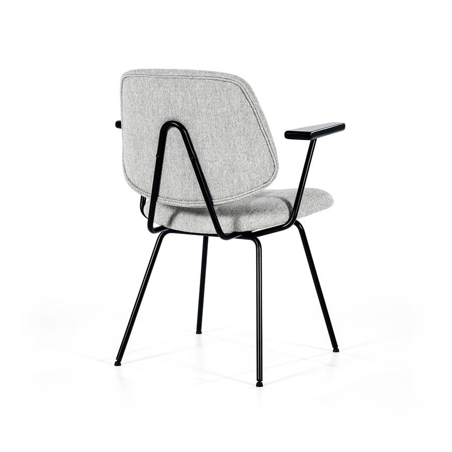 Stoel Lynn met armleuning – stof & metaal grijs fletcher