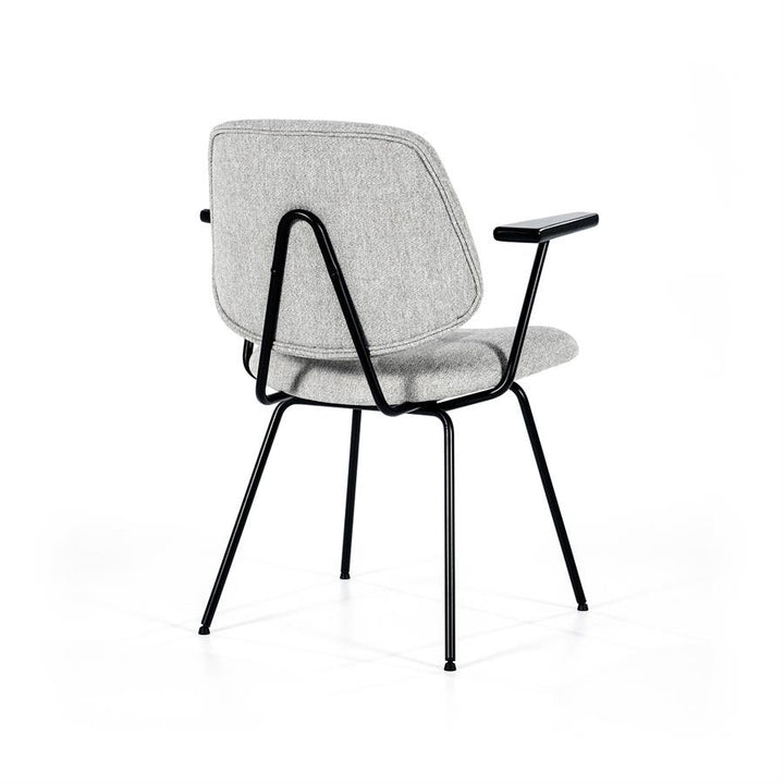 Stoel Lynn met armleuning – stof & metaal grijs fletcher