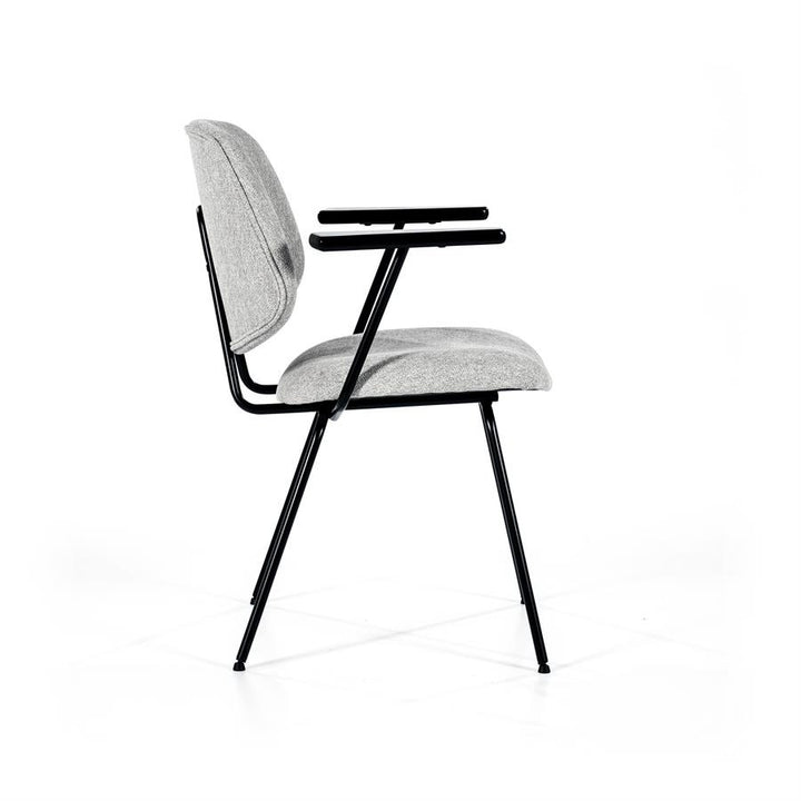 Stoel Lynn met armleuning – stof & metaal grijs fletcher
