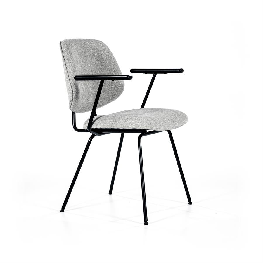 Stoel Lynn met armleuning – stof & metaal grijs fletcher
