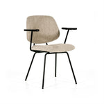 Stoel Lynn met armleuning – stof & metaal beige fletcher