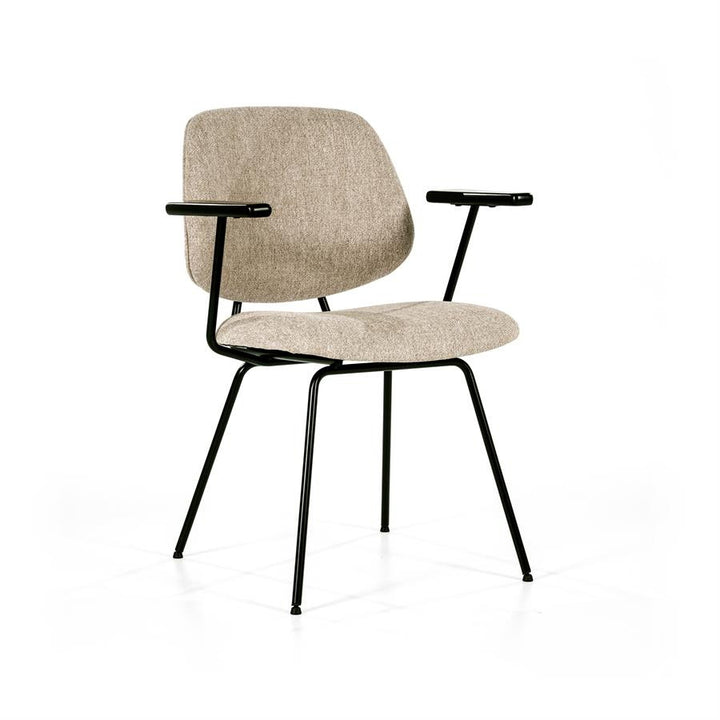 Stoel Lynn met armleuning – stof & metaal beige fletcher