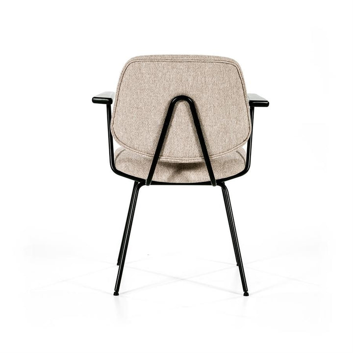 Stoel Lynn met armleuning – stof & metaal beige fletcher