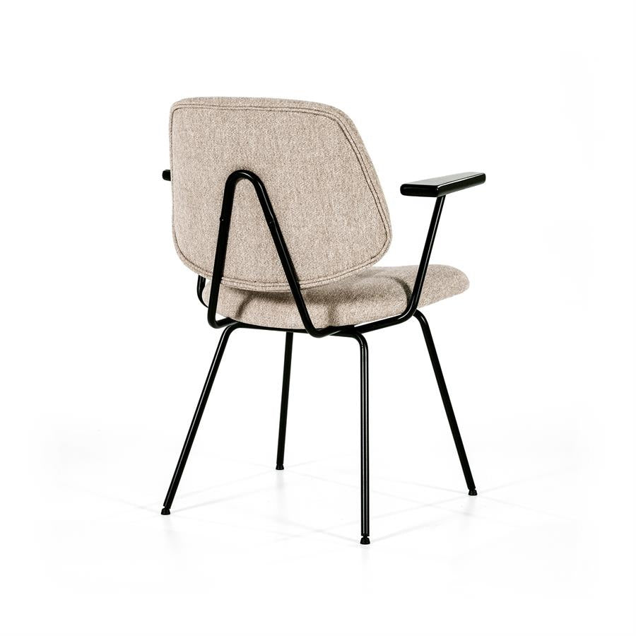 Stoel Lynn met armleuning – stof & metaal beige fletcher