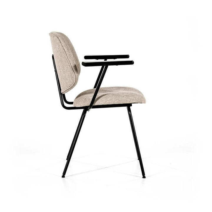 Stoel Lynn met armleuning – stof & metaal beige fletcher