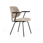 Stoel Lynn met armleuning – stof & metaal beige fletcher