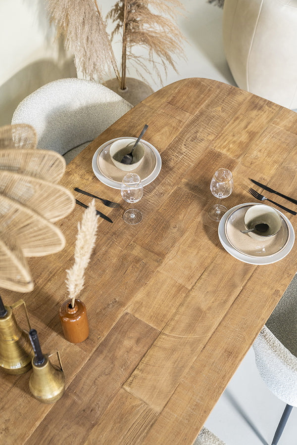 Eettafel Tabassum – gerecycled teak naturel 220x100cm