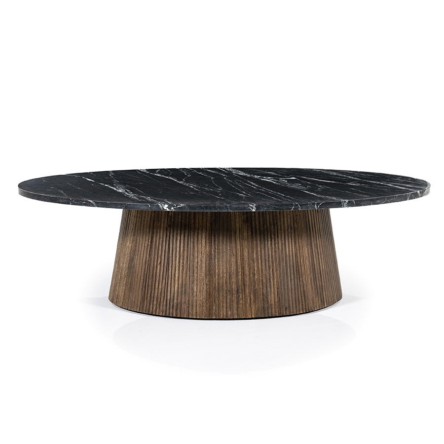 Salontafel Maxim – mangohout & marmer zwart 120x70cm