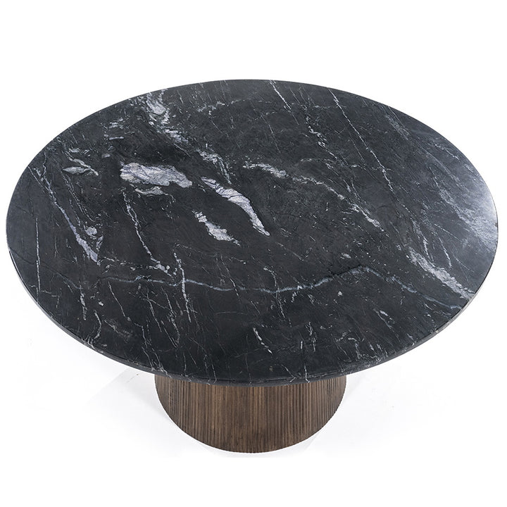 Rond Eettafel Maxim – mangohout & marmer zwart 130x76cm