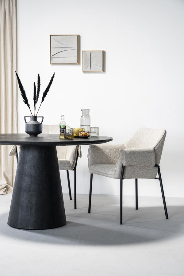 Rond Eettafel Aron – mangohout zwart 130cm