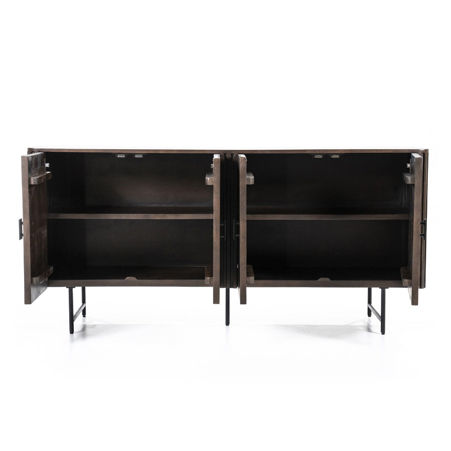Dressoir Remi – mangohout & metaal 4-drs. bruin