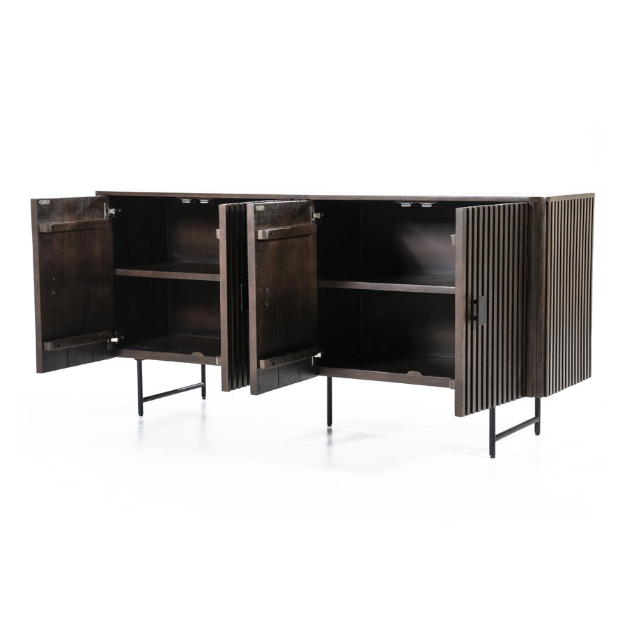 Dressoir Remi – mangohout & metaal 4-drs. bruin