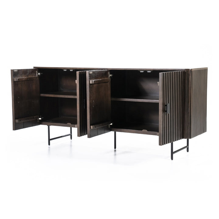 Dressoir Remi – mangohout & metaal 4-drs. bruin