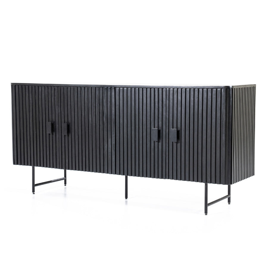Dressoir Remi – mangohout & metaal 4-drs. zwart
