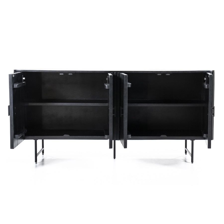 Dressoir Remi – mangohout & metaal 4-drs. zwart