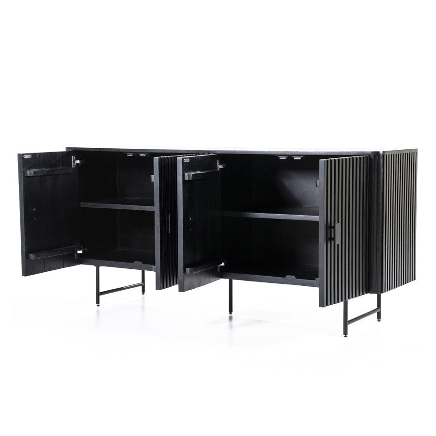 Dressoir Remi – mangohout & metaal 4-drs. zwart