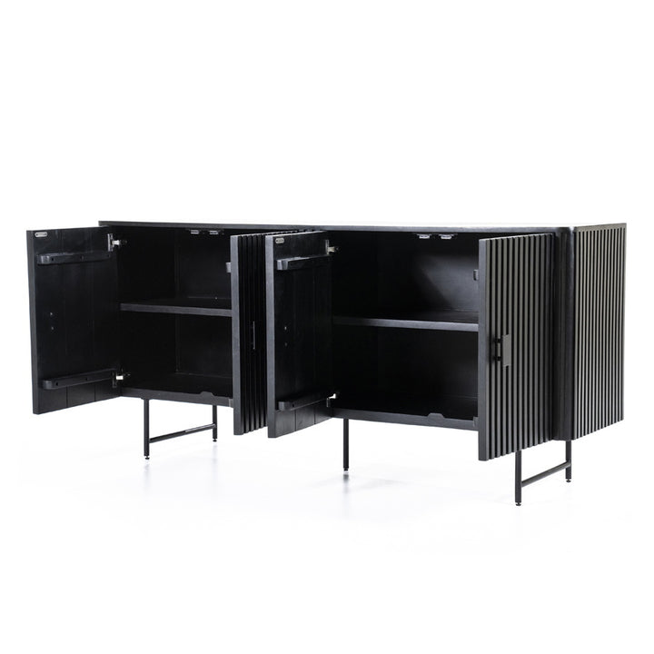 Dressoir Remi – mangohout & metaal 4-drs. zwart