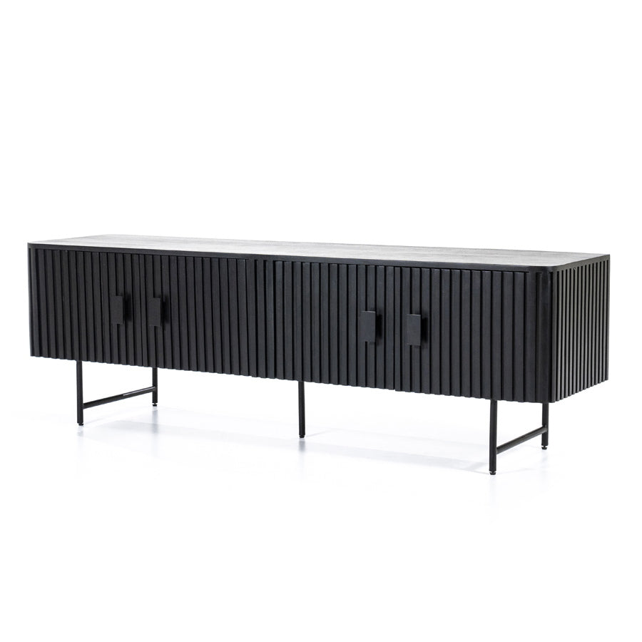 TV meubel Remi – mangohout & metaal zwart 4 deuren