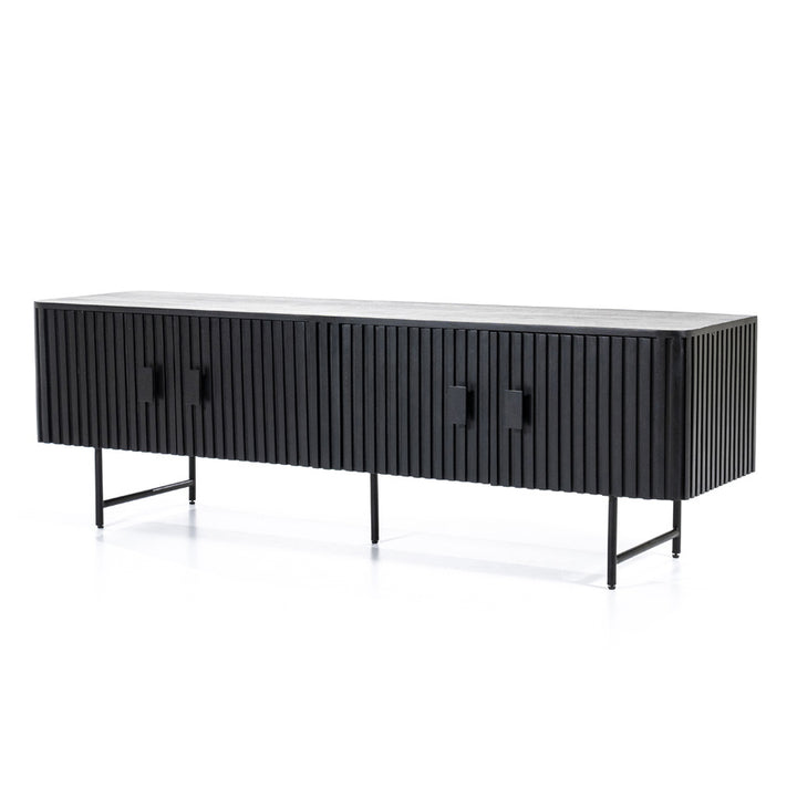 TV meubel Remi – mangohout & metaal zwart 4 deuren