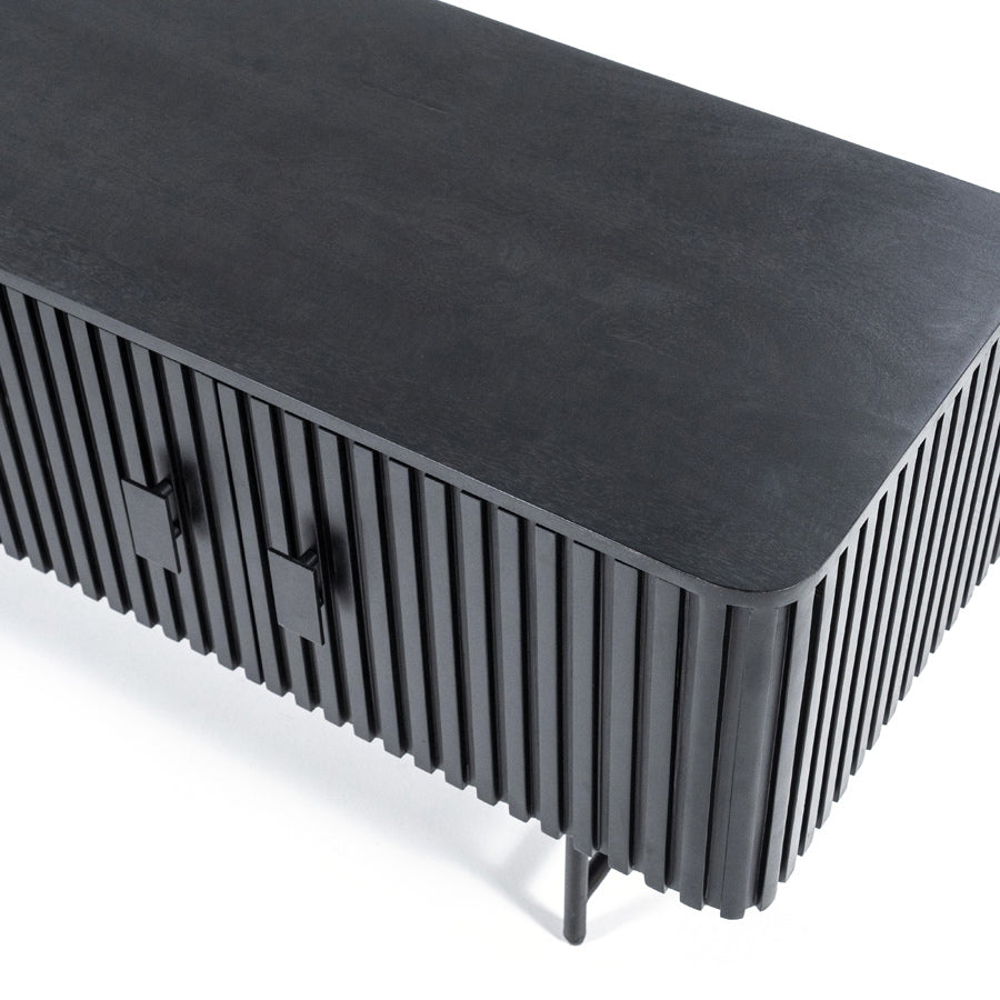 TV meubel Remi – mangohout & metaal zwart 4 deuren