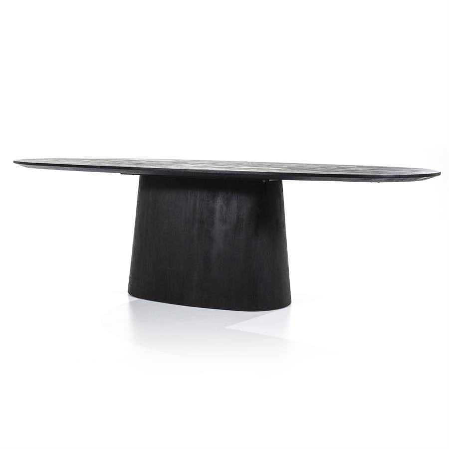 Ovaal Eettafel Aron – mangohout zwart 200x110cm