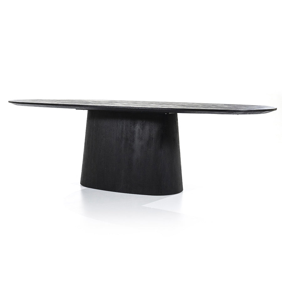 Ovaal Eettafel Aron – mangohout zwart 300x110cm
