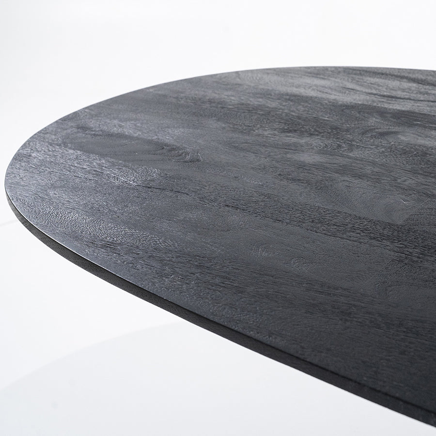 Ovaal Eettafel Aron – mangohout zwart 300x110cm