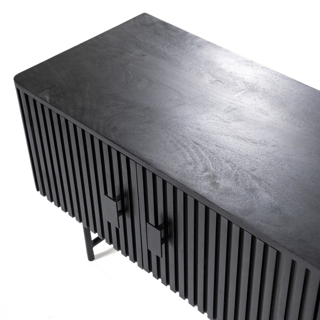 TV meubel Remi – mangohout & metaal zwart 6 deuren