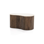 Salontafel Mari – mangohout & travertin bruin 70x47x38cm