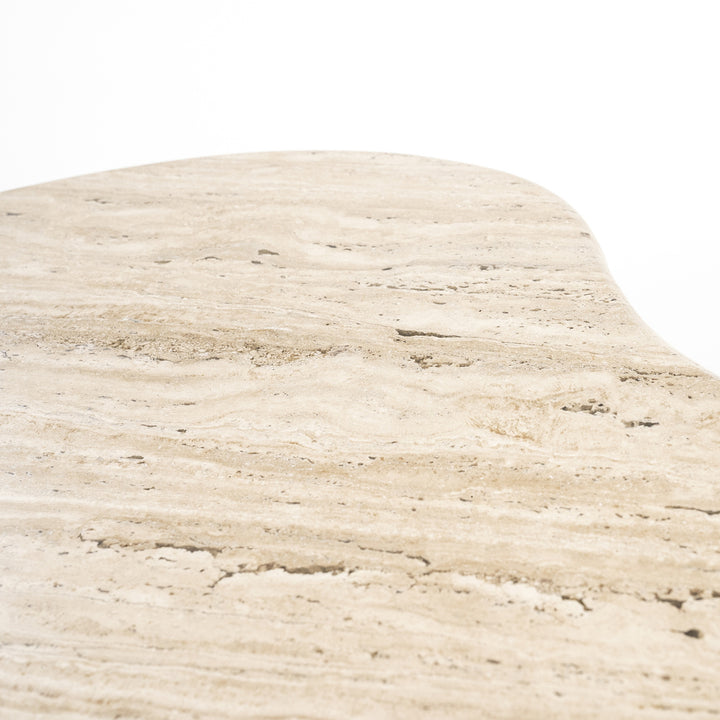 Salontafel Mari – mangohout & travertin bruin 83x72x34cm