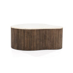 Salontafel Mari – mangohout & travertin bruin 83x72x34cm