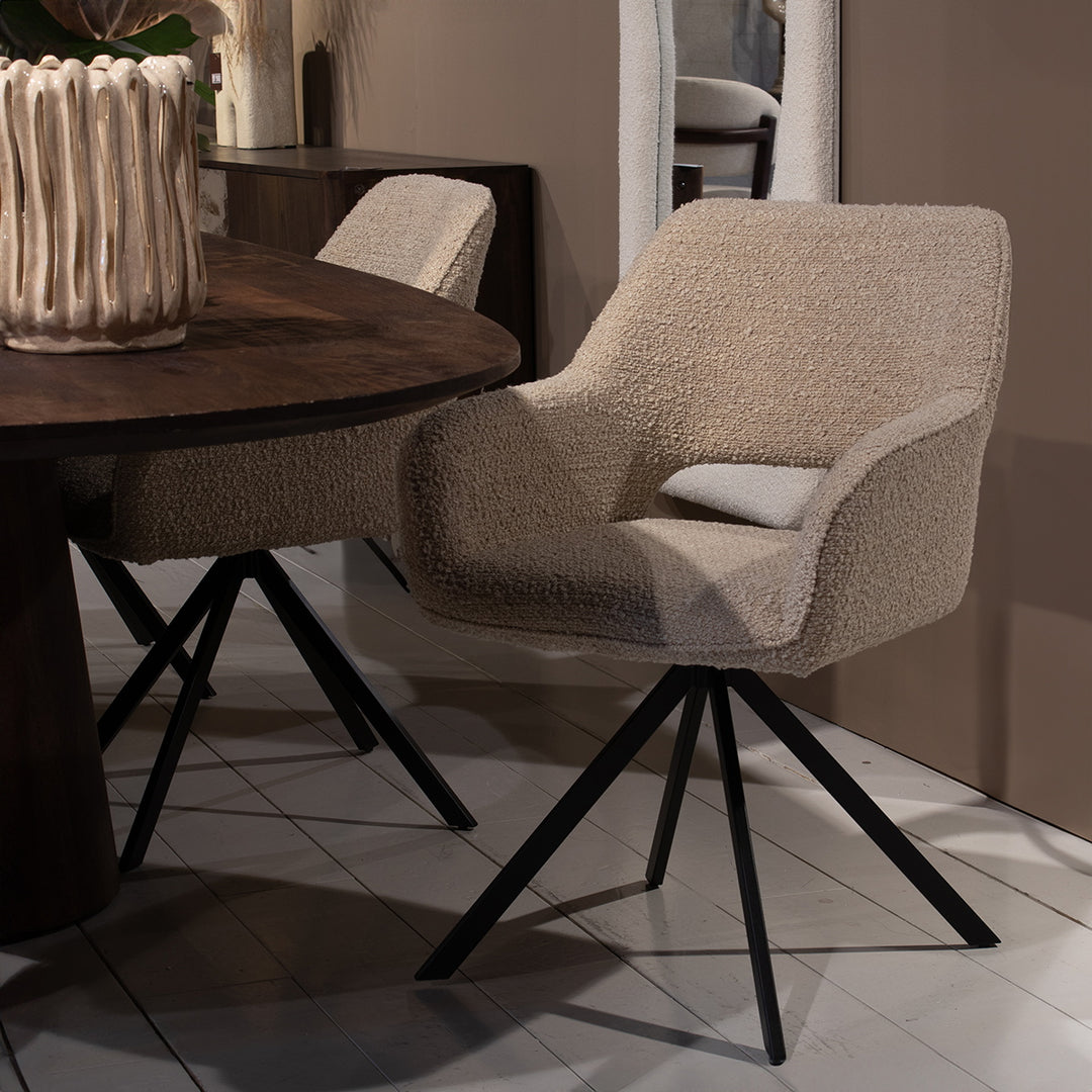 Stoel Fabio – stof & metaal zand spark