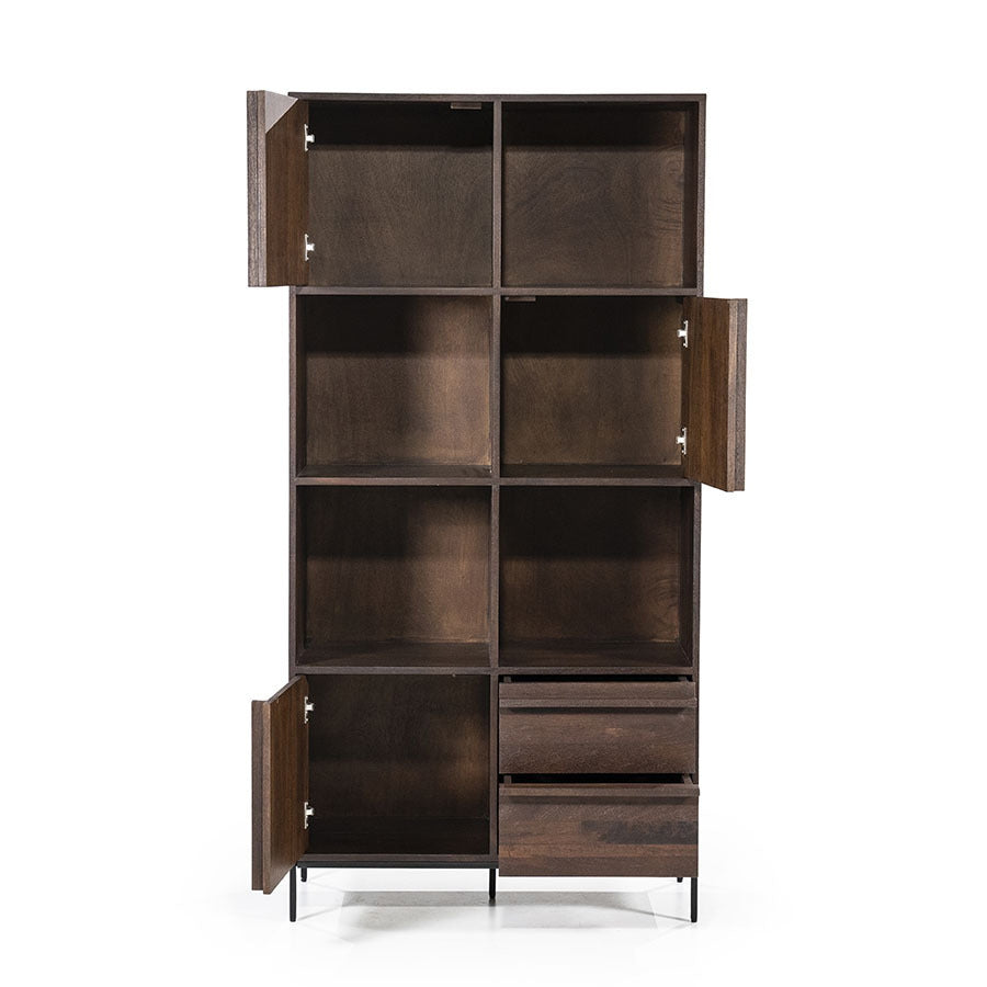 Kabinet Jimmy – mango hout & metaal bruin 3 deuren 2 laden