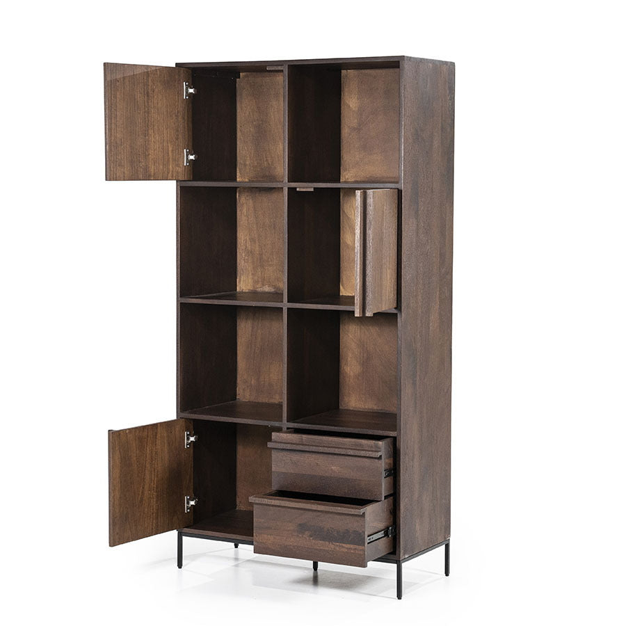 Kabinet Jimmy – mango hout & metaal bruin 3 deuren 2 laden