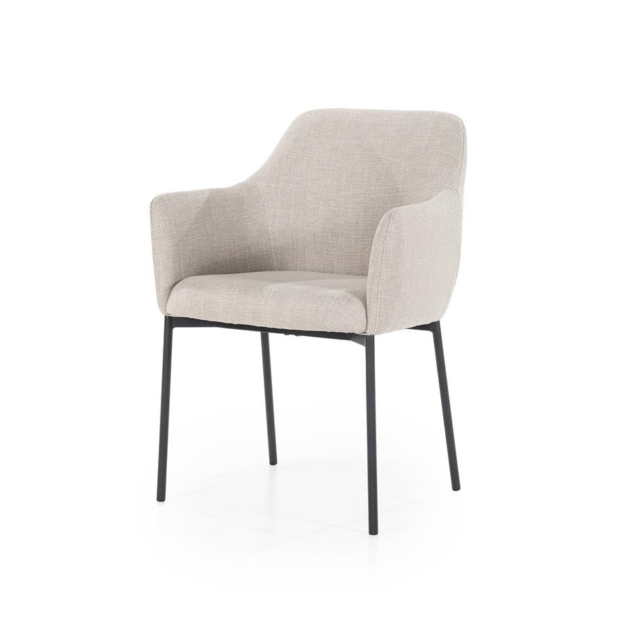 Stoel Paul – polyester & metaal taupe linea