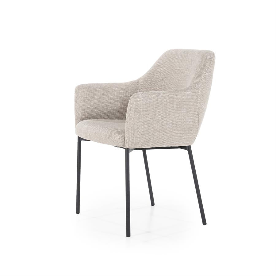 Stoel Paul – polyester & metaal taupe linea