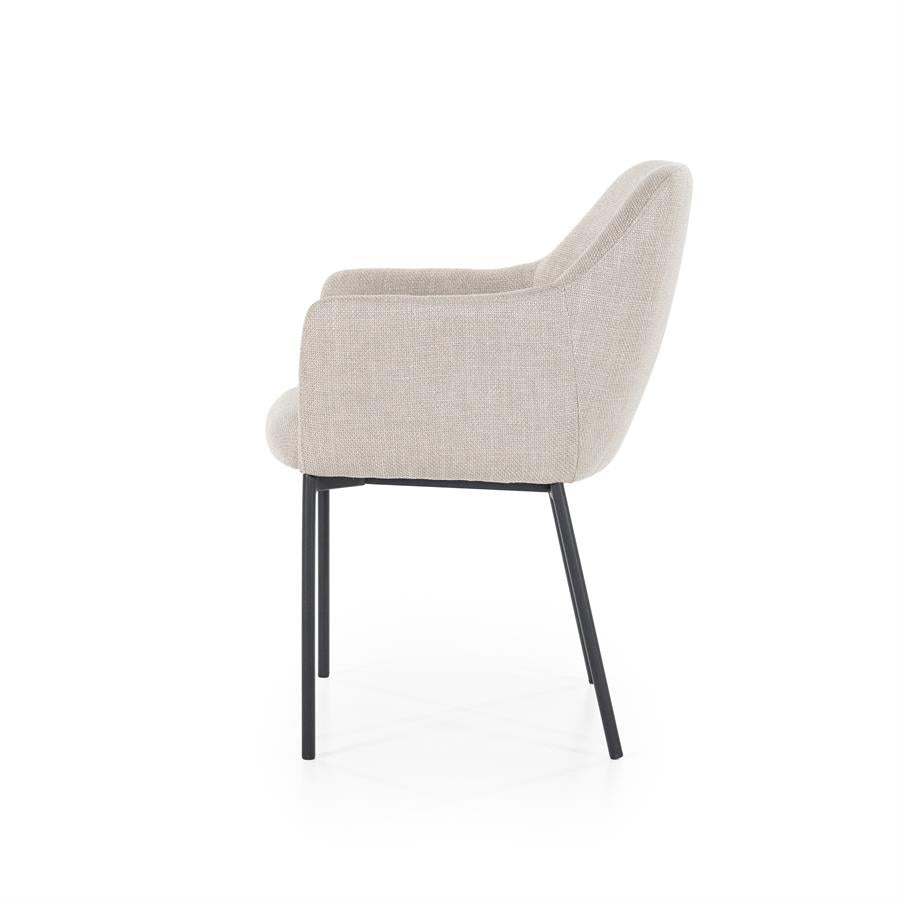 Stoel Paul – polyester & metaal taupe linea
