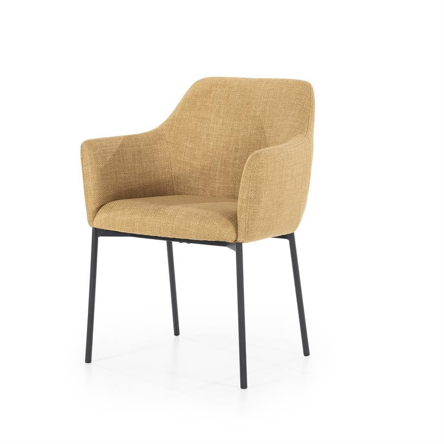 Stoel Paul – polyester & metaal mosterd linea