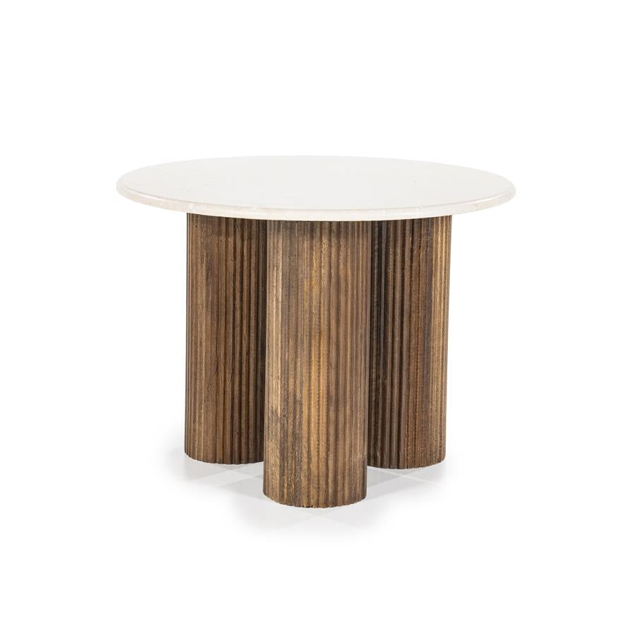 Bijzettafel Xavi – marmer & mangohout wit