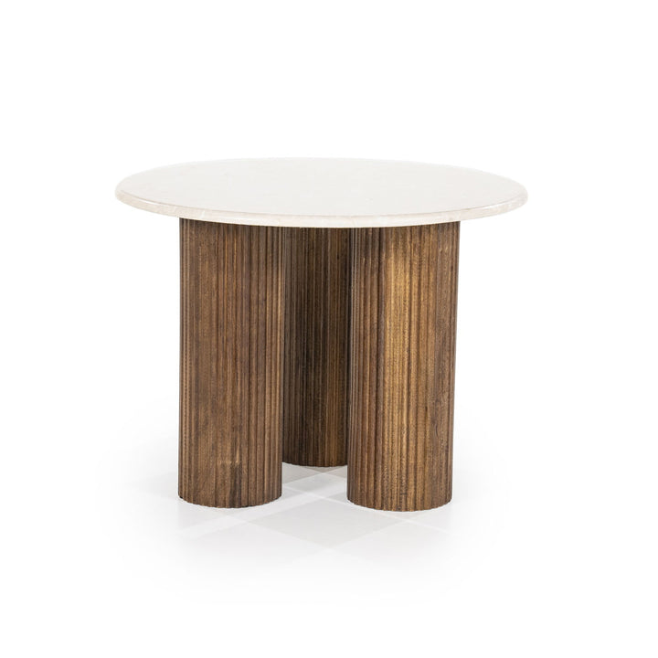 Bijzettafel Xavi – marmer & mangohout wit
