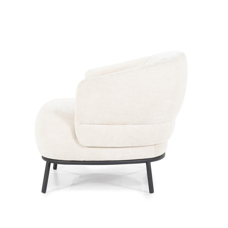 Fauteuil David – polyester & metaal beige safari