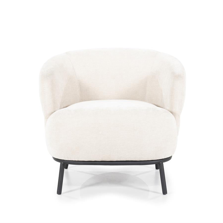 Fauteuil David – polyester & metaal beige safari