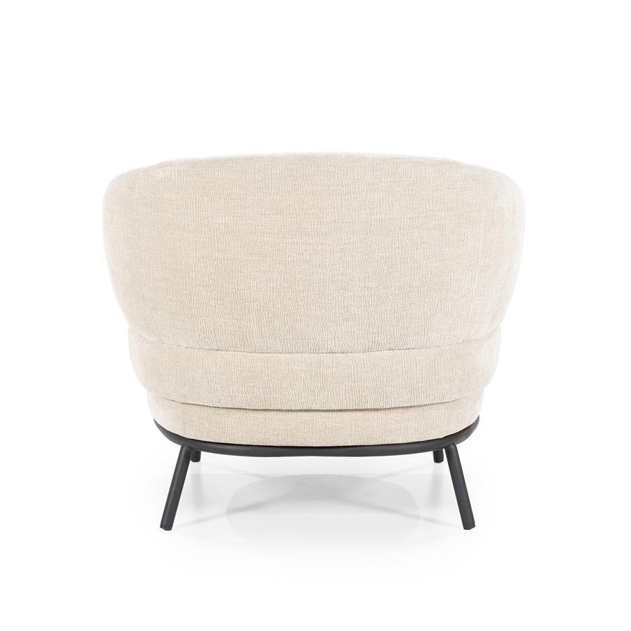 Fauteuil David – polyester & metaal taupe safari