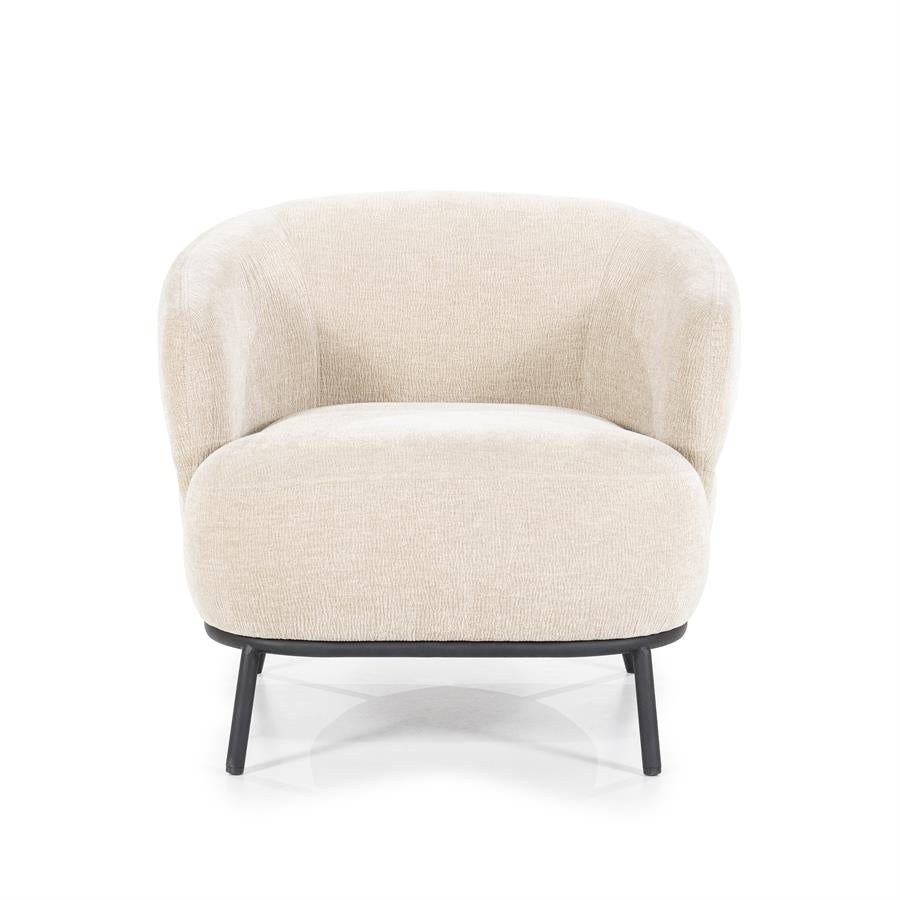 Fauteuil David – polyester & metaal taupe safari
