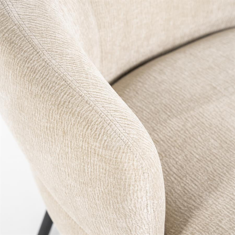 Fauteuil David – polyester & metaal taupe safari