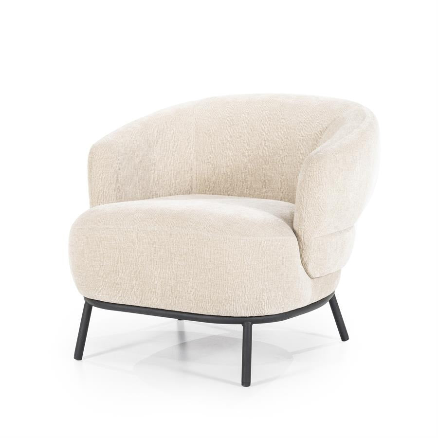 Fauteuil David – polyester & metaal taupe safari
