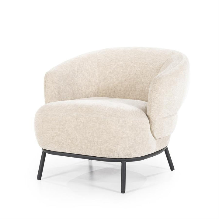 Fauteuil David – polyester & metaal taupe safari