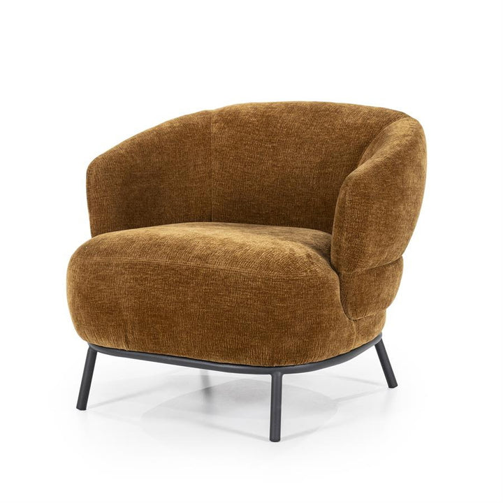 Fauteuil David – polyester & metaal mosterd safari