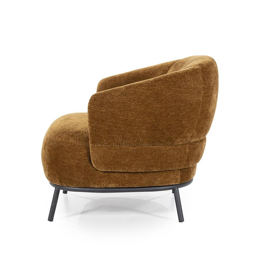 Fauteuil David – polyester & metaal mosterd safari